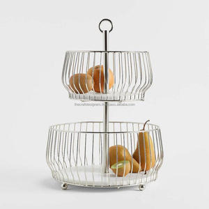 Kitchen Countertop 2 Tier Latest Fruits Basket Footed Base Lightweight Rust Resistance <b>Fruit</b> <b>Storage</b> Baskets Home Decoration - Product Image 6