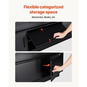 Mobile TV da 60 pollici con supporto per TV fino a 75 pollici, centro intrattenimento con presa di corrente, luci LED e altezza regolabile - Product Image 6