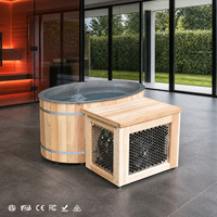 Baignoire ovale pour bain froid en cèdre rouge avec revêtement en acier inoxydable 304, bain de glace en bois avec boîtier de refroidissement