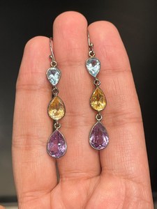 Citrine Blue Topaz Amethyst Earrings Sterling Silver Earrings Women Jewelry Handmade Earrings <b>Gift</b> <b>For</b> <b>Her</b> Elegant Fashion - Product Image 5