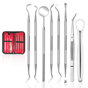 Kit d'outils dentaires manuels en acier inoxydable 8 pièces Africana Healthcare Industry – Ensemble d'hygiène avec pince, gratteur, détartreur, miroir, lime – Certifié CE - Product Image 1