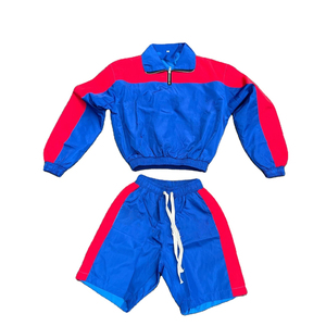 Custom Solid Half Zip Lightweight Nylon/Cotton Jacket <b>Jogger</b> Shorts <b>Set</b> Two Piece Sport Casual <b>Plus</b> <b>Size</b> Windbreaker Tracksuit - Product Image 6