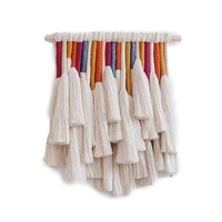 Décoration murale en macramé arc-en-ciel tissé à la main en corde de coton, style bohème moderne nordique, luxe, pour la maison, Noël, provenant d'Inde