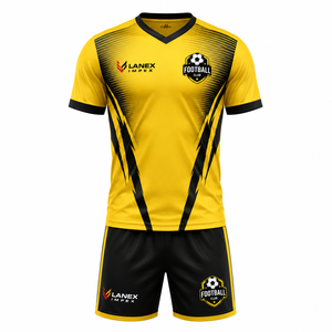 Ensemble de maillots de football personnalisés en gros pour hommes et garçons, maillot à manches courtes, short, tenue de sport d'équipe, logo, nom, numéro - Product Image 2