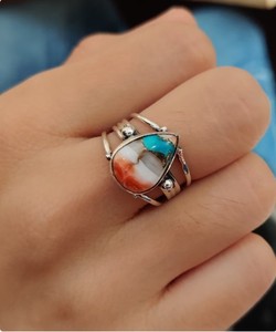 Wholesale Natural White Buffalo <b>Turquoise</b> <b>Ring</b> 925 Sterling Silver Handmade Pear Shape White Buffalo Stone Gemstone <b>Ring</b> Vintage - Product Image 2
