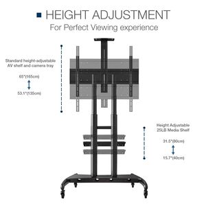 Carrello Porta TV Mobile per TV da 55-85 Pollici con Ruote Bloccabili e Ripiano per Laptop - Categoria Prodotto: Supporti e Carrelli TV - Product Image 5