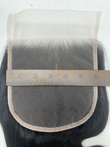 Closure en dentelle HD 6x6 de 16 pouces en cheveux humains indiens bruts, noir naturel brun - Product Image 1