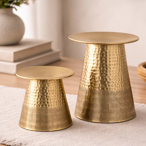 <b>Hammered</b> Metal Candle <b>Holder</b> Set – Decorative Iron Pillar Candle Stand for Home Decor <b>Hammered</b> Candle Pillar Brass Candle Stands - Product Image 1