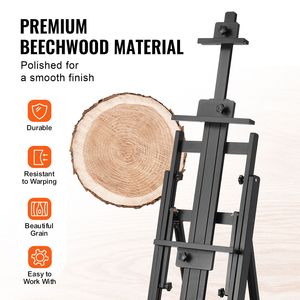 Cavalletto da Studio H a Doppia Posizione per Tela, in Legno di Faggio, con Vassoio Inferiore per Tela, Supporta Telai Fino a 77 Pollici - Product Image 6