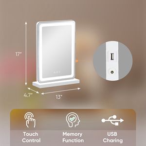 Specchio per Trucco LED 17x19 Pollici, Specchio da Toeletta Dimmerabile con 3 Modalità di Colore e Controllo Touch - Product Image 3