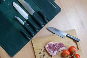 Estuche para Cuchillos de Chef de Cuero Genuino Negro, Estilo Clásico Moderno, Ligero y Portátil, Bolsa de Viaje LKR-0279 - Product Image 3
