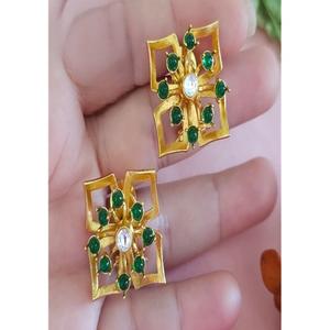Atractivos Pendientes de Moissanita Chapados en Oro de Latón de Alta Calidad para Mujer, Colección de Moda para Bodas - Product Image 1