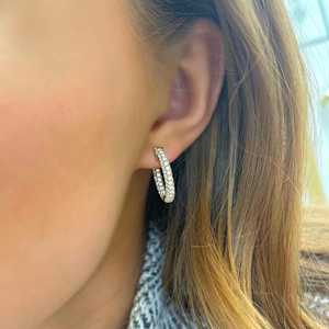 1.89Ct Custom Round Lab Grown Diamond Hoop Earrings Solid 14K Gold 925 <b>Silver</b> Hinged <b>Huggie</b> Wholesale Price Factory Manufacturer - Product Image 6