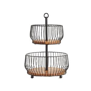 Canasta de Almacenamiento de Frutas de Metal de 2 Niveles, Redonda, Moderna, de Alta Calidad, Precio Económico, Tamaño y Forma Personalizables - Product Image 1