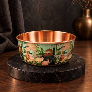 Bol à salade en cuivre à motifs magnifiques avec un design floral et un colibri peint à la main - Product Image 5