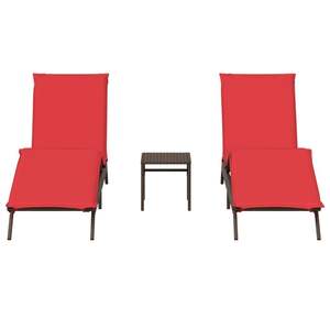 Chaise longue en rotin PE marron et acier thermolaqué, garnie de mousse - Product Image 4