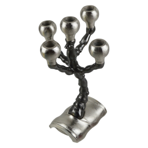 Chandelier en aluminium à cinq branches, idéal pour la décoration de table et les mariages, porte-bougie de forme antique - Product Image 1