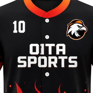 Black & Orange <b>Flame</b> Baseball Jersey – Custom Button Front Team Baseball <b>Shirt</b> Performance Sports Apparel - Product Image 6
