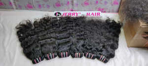 Extensions de cheveux humains vierges indiens bruts, non traités, donneur unique, cuticules alignées, même direction, lisses, ondulés, Remy, machine - Product Image 2