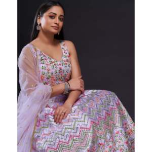 Lehenga Choli de soirée, robe de cocktail, travail de séquence et de fil de designer - Product Image 2