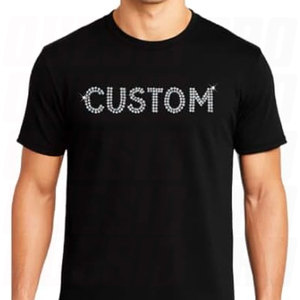 Camiseta Personalizada con Pedrería para Hombre, Cuello Redondo, Camiseta Brillante con Palabras Personalizadas, Manga Corta, para Fiestas y Bodas - Product Image 1