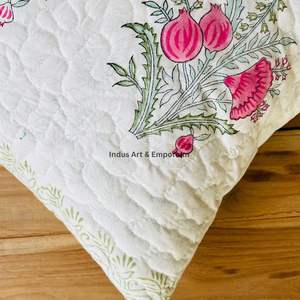 Indian Hand Block <b>Print</b> Cotton Quilted Decorative 40 X 40CM Square <b>Cushion</b> Cover - Product Image 6