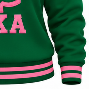 Green Ladies Rib Knit Crew Neck Sweatshirt Custom Embroidery Letter Design Long Sleeve Casual Varsity <b>Pullover</b> <b>Women</b> Top - Product Image 4