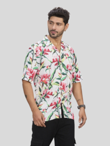เสื้อเชิ้ตฮาวายแขนสั้นลายดอกไม้สำหรับผู้ชาย ปกคอปก ผ้าวิสโคสเรยอน ระบายอากาศได้ดี เป็นมิตรกับสิ่งแวดล้อม ป้องกันรังสียูวี เหมาะสำหรับฤดูหนาว สวมใส่สบาย - Product Image 3