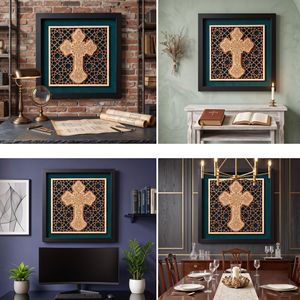 Arte Mural de Madera con Cruz de Mandala, Decoración Cristiana Intrincada con Capas y Marco para el Hogar y la Oficina - Product Image 6