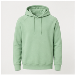 Sweat à capuche homme vert menthe personnalisable, coupe décontractée et fuselée, cordon de serrage ton sur ton, poche kangourou, coton biologique bouclé MHOOD-0031 - Product Image 1