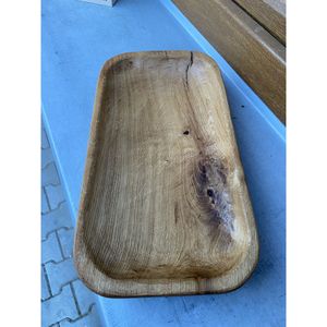 Bol à pâte et assiettes en bois naturel, accessoires de décoration rustiques pour la maison - Product Image 2
