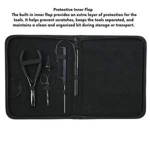 Kit complet d'installation d'extensions capillaires en acier inoxydable : Outil de sertissage, crochet de tirage, enfileur de boucles, scellant pour extensions à bandes - Product Image 5