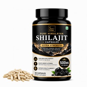 Shilajit Tradicional del Himalaya 500mg 60 Cápsulas, Cápsulas de Shilajit Puro, Suplemento Dietético Herbal Natural, Proveedor a Granel de la India - Product Image 1