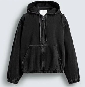 <b>Mens</b> Vintage Acid Washed Denim Zip Up Hoodie Oversized Streetwear <b>Jacket</b> Wholesale - Product Image 2