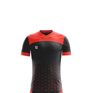 Maillots de football personnalisés pour équipes, 100 % polyester, imprimés par transfert thermique, anti-humidité, respirants, col en V, manches courtes, taille élastique - Product Image 3