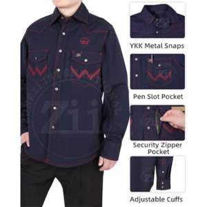 Camisa de Trabajo Ignífuga con Certificación CE, de Algodón Ripstop, Resistente a las Llamas, de Alta Visibilidad para Hombre, con Costuras Soldadas, Paquete de Respirador, Protección Térmica - Product Image 3