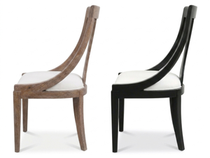 Modern Contemporary Wood Frame Upholstered <b>Dining</b> <b>Chair</b> with Curved Back Design in Natural and <b>Black</b> Finish Light - Product Image 1