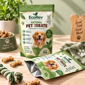 Bolsa con Cierre para Premios para Perros EcoRev, Laminada en PE/VMPET, de Grado Alimenticio, Sin Aditivos Artificiales, Receta Sin Granos - Product Image 2