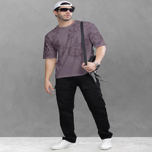 Top de punto de algodón 230 de 100% G para hombre, transpirable, cómodo para deportes al aire libre, versión de hombros descubiertos lavada de gran tamaño con bolsillo - Product Image 4