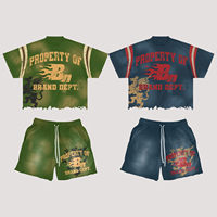 Conjunto de Camisetas de Verano para Hombre, Estilo Urbano, Estampado por Transferencia de Calor, Secado Rápido, Algodón Puro Ecológico, Cuello Redondo, Manga Corta, Casual