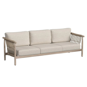 Sofá de Jardín Escandinavo para Exteriores, Tres Plazas, Estructura de Madera, Cojines Beige, Diseño Duradero - Product Image 1