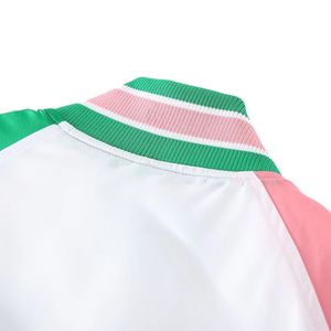 AKA White Green <b>Pink</b> Varsity Bomber <b>Jacket</b> Women's Greek Style Letterman <b>Jacket</b> With Embroidered Design Custom Lin - Product Image 6