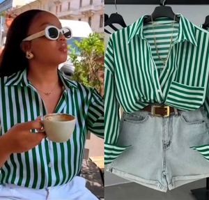 Camisa vaquera informal de manga larga para mujer, lisa, teñida, vintage, tejida, estampada, a rayas, transpirable, holgada, para invierno - Product Image 2