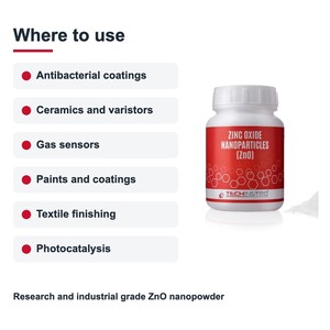Research Grade Zinc Oxide Nanopowder 99.9% ZnO Nanoparticles 10-40 nm for Cosmetics and <b>Sunscreen</b> UV Protection Custom Packing - Product Image 3