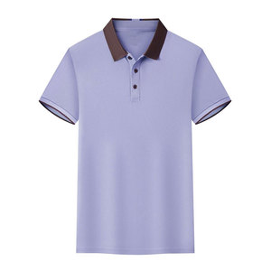 Men's Custom Logo Short Sleeve Polo Shirt Solid Color Breathable Knitted Cotton Casual Wear Button Front Regular Fit - Product Image 3