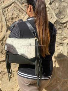 Nouveau vrai cheveux faits à la main sur cacher fourrure frange sac élégant femmes gland cuir frange sacs peau de vache fourrure cuir bohème sac à bandoulière - Product Image 5