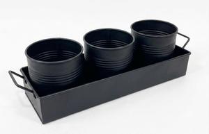 Minimalist Eco-Friendly Lightweight Metal Planters Set 3 <b>Pots</b> Tray <b>for</b> Indoor Succulents Green Plants Desktop Use Powder Coated - Product Image 2