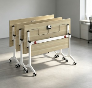 Table de formation pliable en bois avec plateau en mélamine, réglable, mobilier scolaire commercial, 700x500x760mm, design moderne - Product Image 1