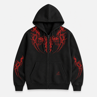 Sweat-shirt à capuche zippé sur mesure de haute qualité, imprimé gothique, style streetwear Y2K, motif tribal, sweat-shirt zippé intégral, sweat-shirt en coton surdimensionné pour homme