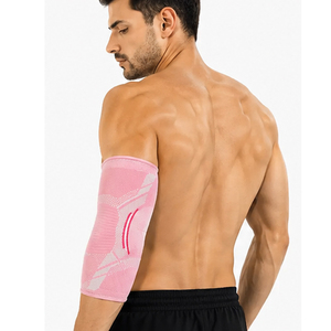 Manchon de soutien du coude rose respirant à compression pour hommes, idéal pour l'entraînement musculaire, conception à enfiler - Product Image 5